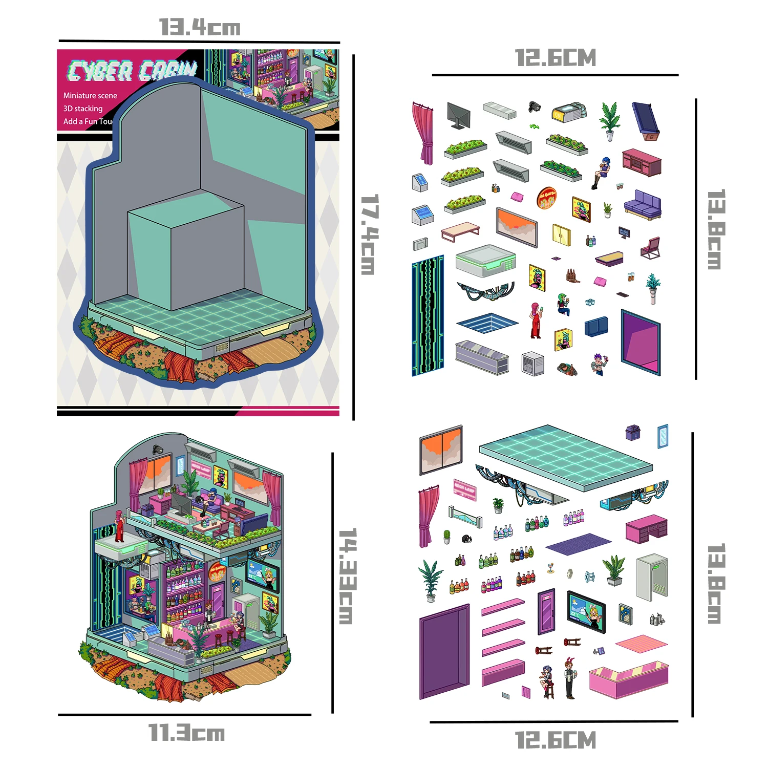 ครัวอุ่น 2 ชิ้น Cat RV ไซเบอร์ ​ ​ ​ ​ บ้าน ทิวทัศน์ DIY ทิวทัศน์ ฉากจิ๋ว สติ๊กเกอร์ซ้อนภาพ สติ๊กเกอร์ภูมิทัศน์