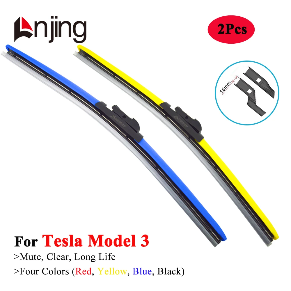 LNJING Colorful Windshield Wiper Blade For Tesla Model 3 5Y Sedan 2017 2018 2019 2020 2021 2022 2023 2024 Car Luxury Accessories