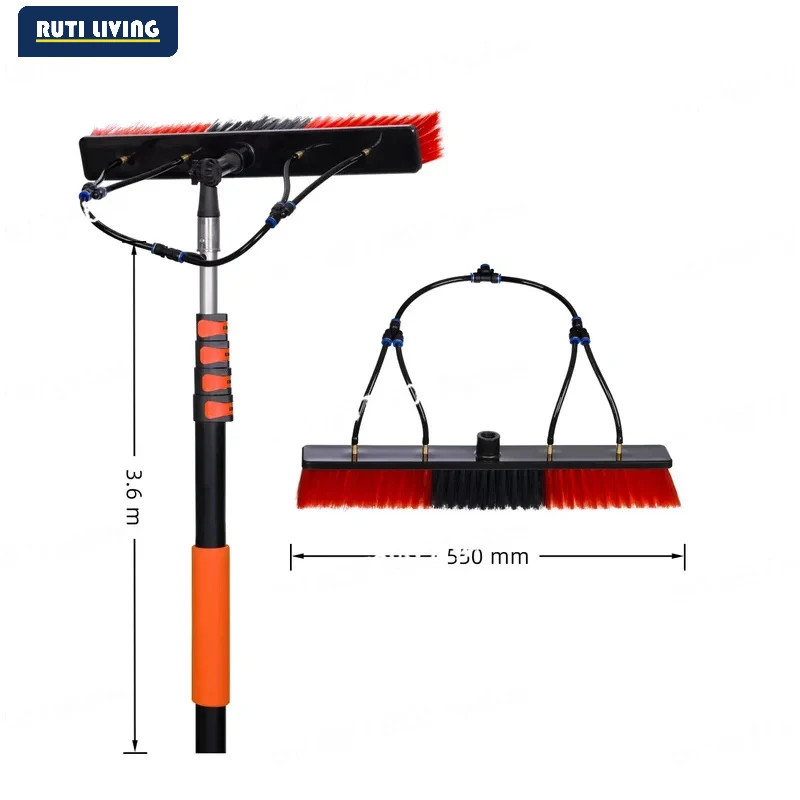 Photovoltaic Panels Cleaning Tool with12/18/24/30ft Extension Pole Solar Panel/High Window Glass/Track/Bus/Boats/Wall Washing
