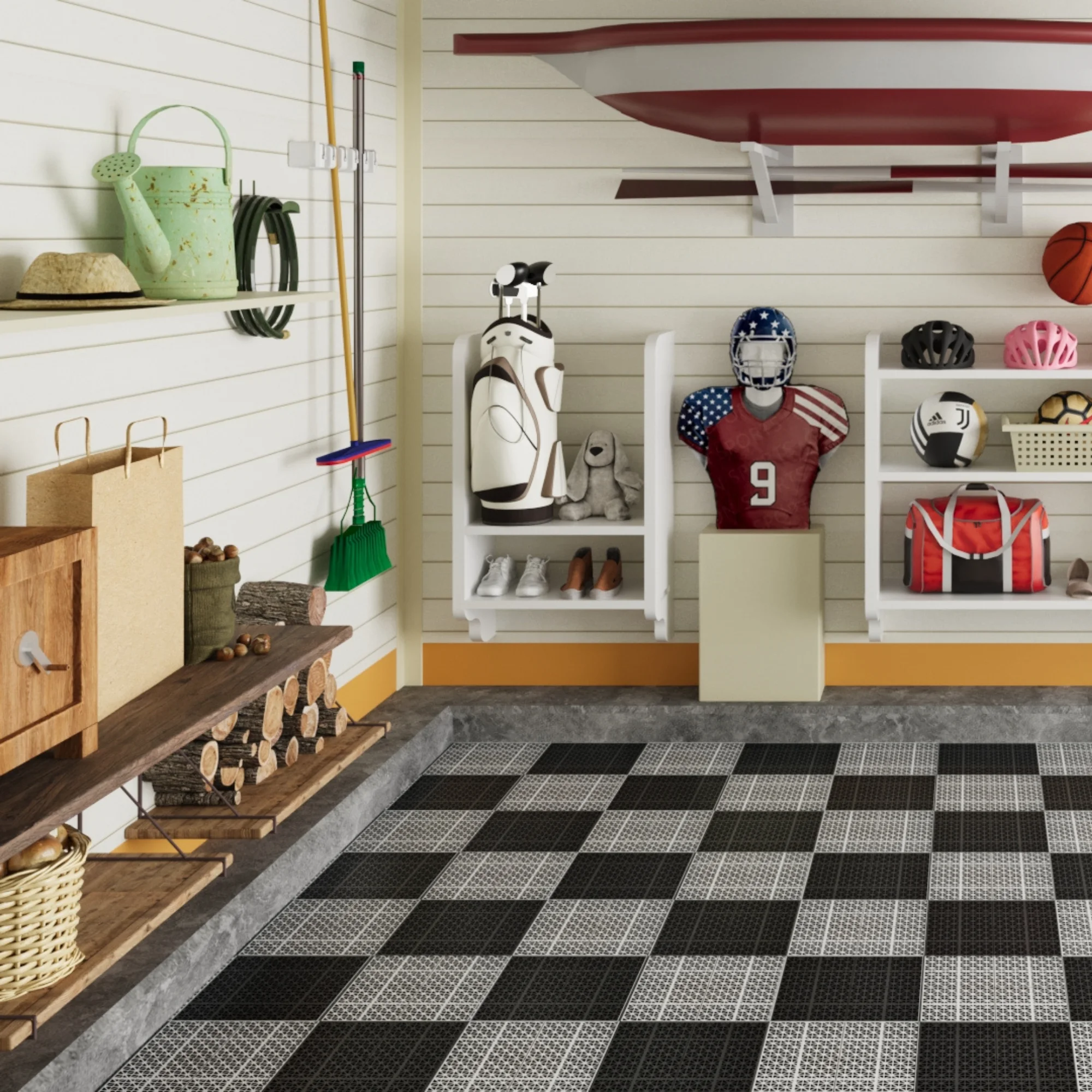 12"x12" Plastic Interlock Deck Tiles Drainage Mats All-Weather Waterproof & Anti-Slip High Load Garage/Bathroom/Balcony/Porch