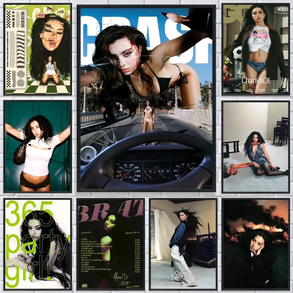 

C-Charli XCX Pop Singer Poster HD Print Personalized Canvas Wall Mural Art Poster Photos for Living Room Home Decor Durable