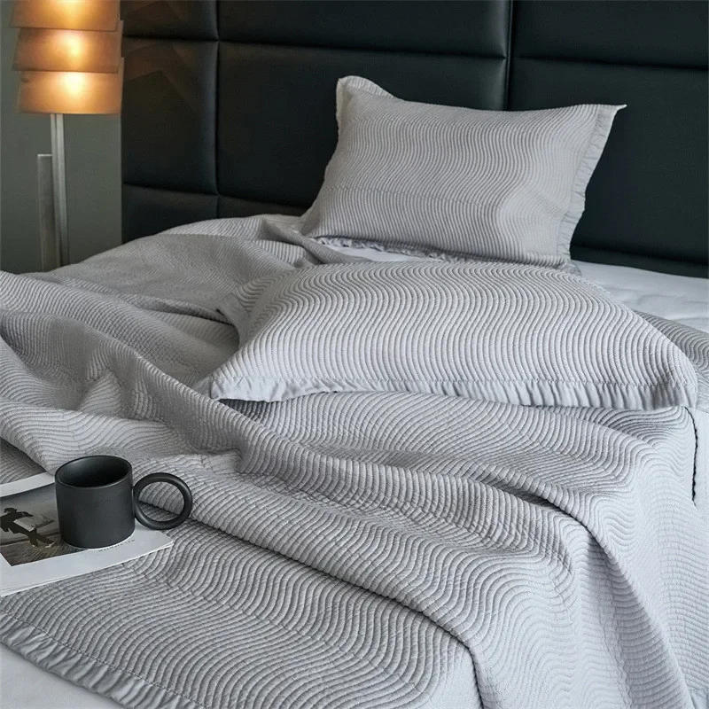 Silky Lyocel Summer Quilt Set 3pcs Quilted Bedspread on the Bed Cool Feeling Couple Bed Cover Coverlet Queen Size Double Blanket