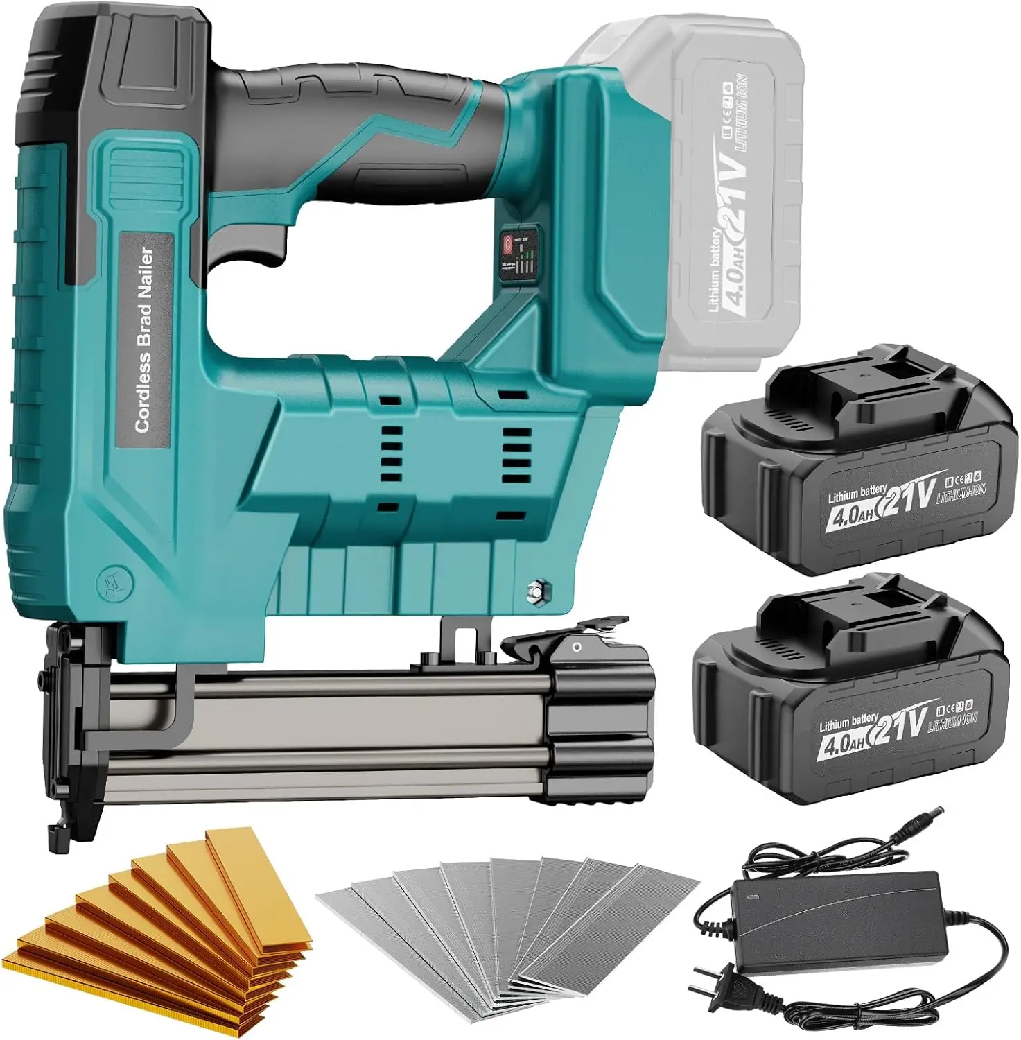 

18 Gauge 2-in-1 Cordless Brad Nailer & Staple Gun with 2x4.0Ah Batteries, 1600Pcs Fasteners, for Woodworking & Upholstery