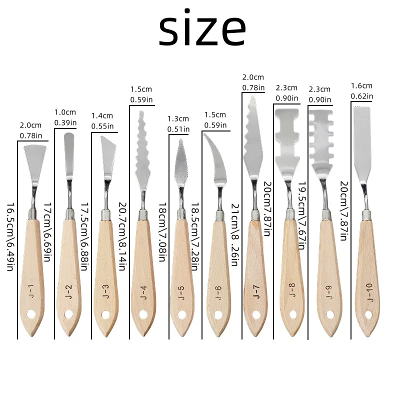 Art Scraper 10-Piece Beech Palette Knife Ceramic Texture Knife