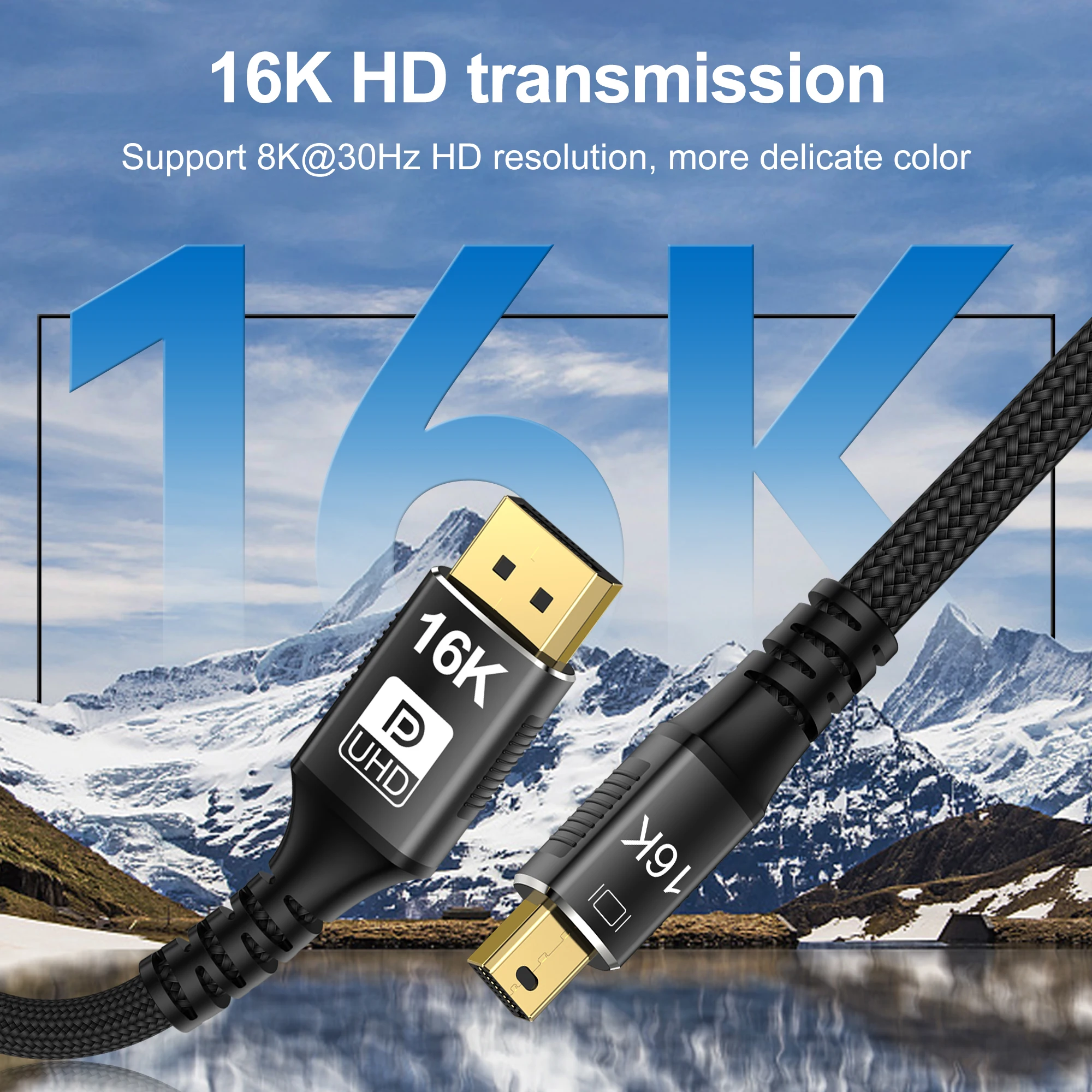 CableDeconn Mini DP to DisplayPort 16K Cable 8K@120Hz 4K@240Hz DisPlayPort 2.0 Bi-Directional Video Transmission