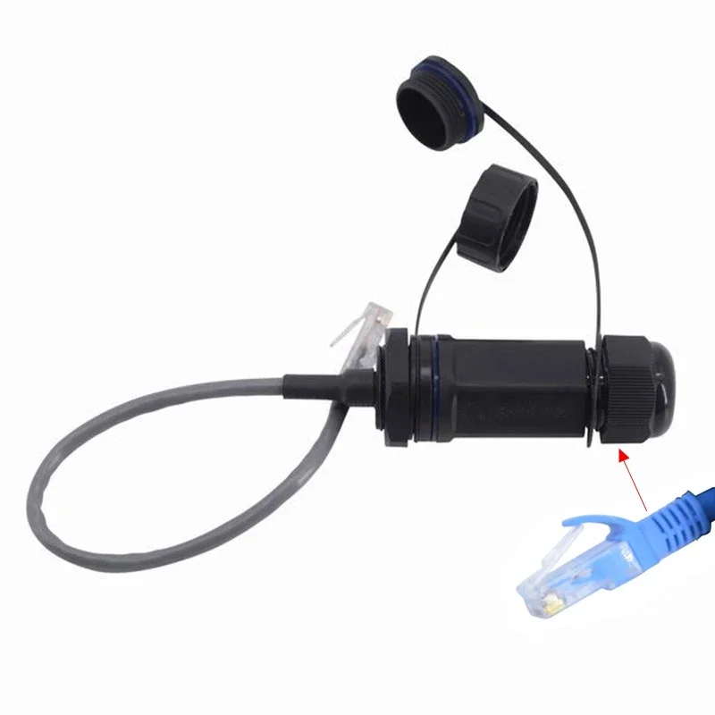 Наружный сетевой кабель RJ45 CAT5E, водонепроницаемый разъем, без экранирования, IP68, 8P8C, M25, крепление на панели с пылезащитной розеткой для крышки