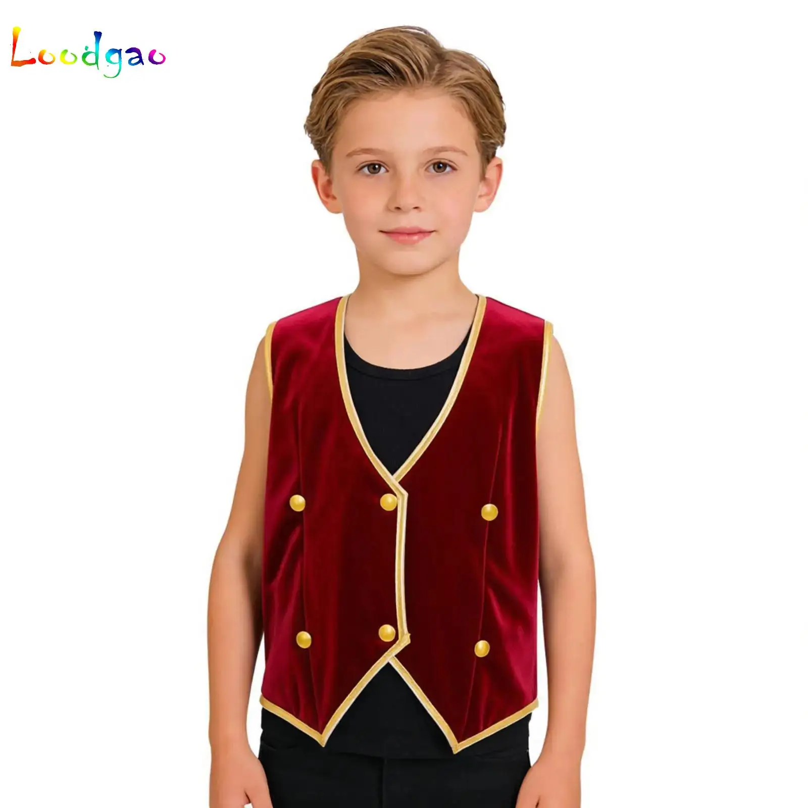 Girls Boys Medieval Renaissance Vintage Velvet Tailcoat Steampunk Victorian Gentleman Tuxedo Vest Halloween Party Fancy Dress Up