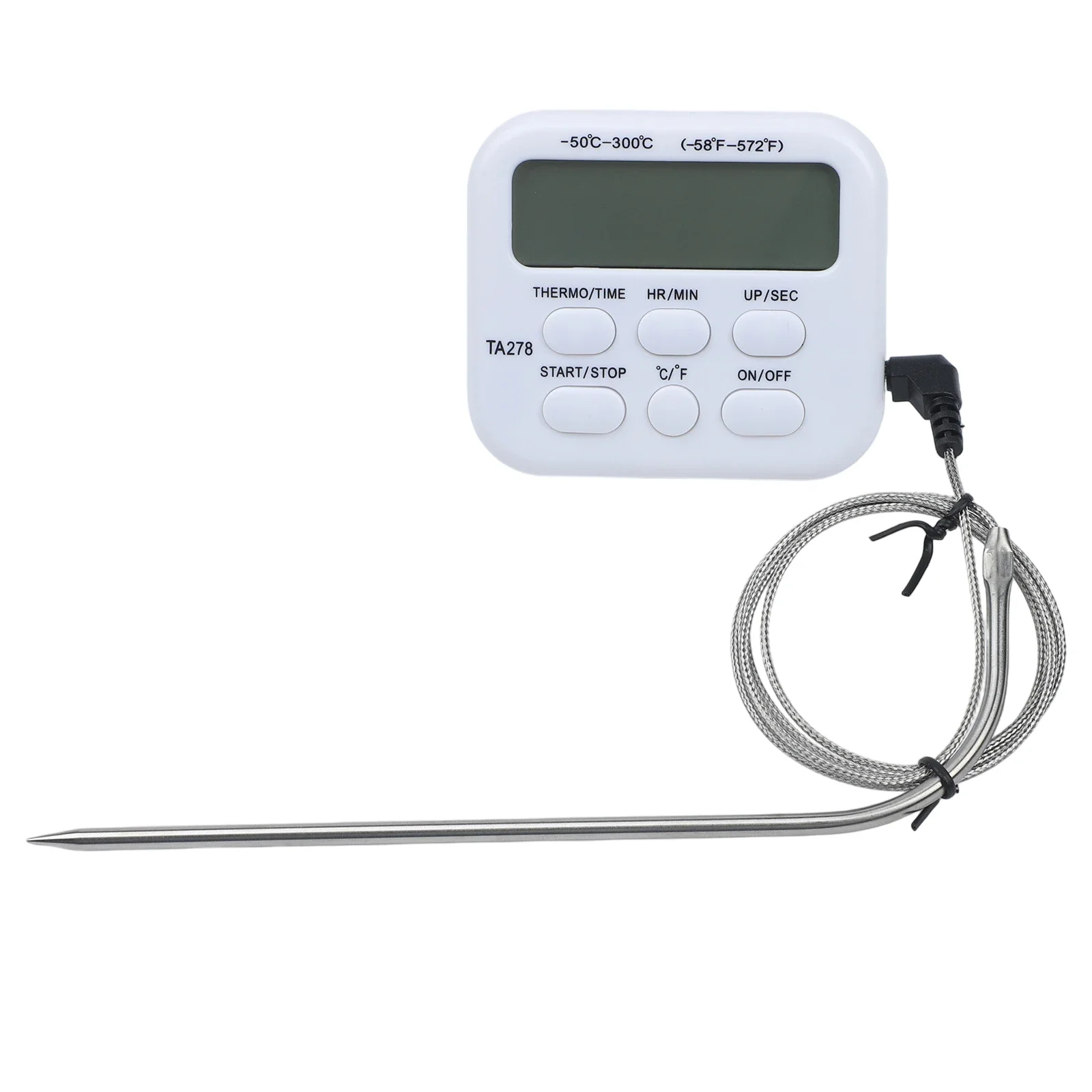 Thermometer Food Thermometer On / Off Stainless Steel Probe Type For Meat Cooking Water Food 6button Switches To Operate