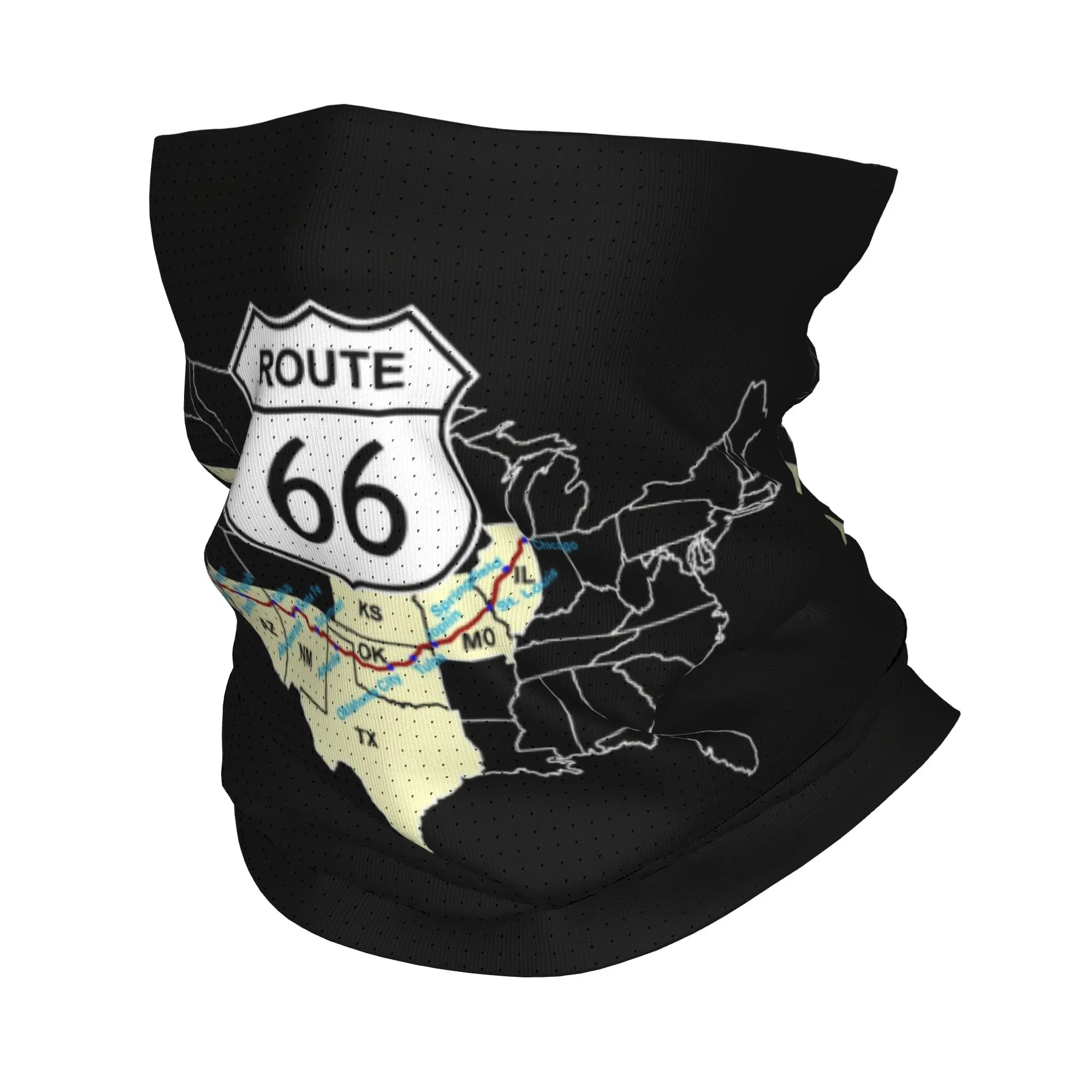 Custom Route 66 Map Bandana Winter Neck Warmer Men Windproof Wrap Face Scarf for Ski USA Highways Gaiter Headband