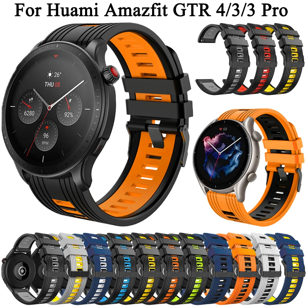 22mm Replacement Watchband Strap For Huami Xiaomi Amazfit GTR 4 3 GTR3 pro 47mm 2 2e Stratos 3 GTR4 Silicone Watch Band Bracelet