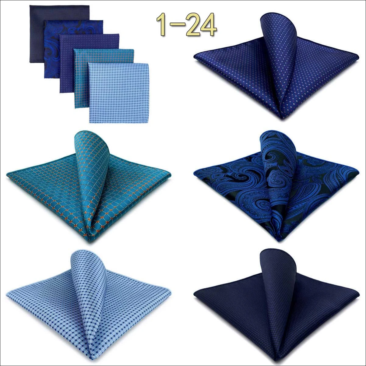 5 PCS Luxury Mens Pocket Square Set Handkerchief Assorted Paisley Floral Print Striped Hanky Suit Gentlemen Wedding Gift Vintage