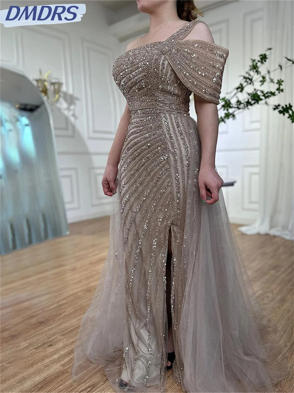 Charmante Kralen Avondjurk 2024 Elegante Rode Loper Feestjurk Romantische Vloerlange Jurken Voor Bruiloftsgasten Vestidos De Novi