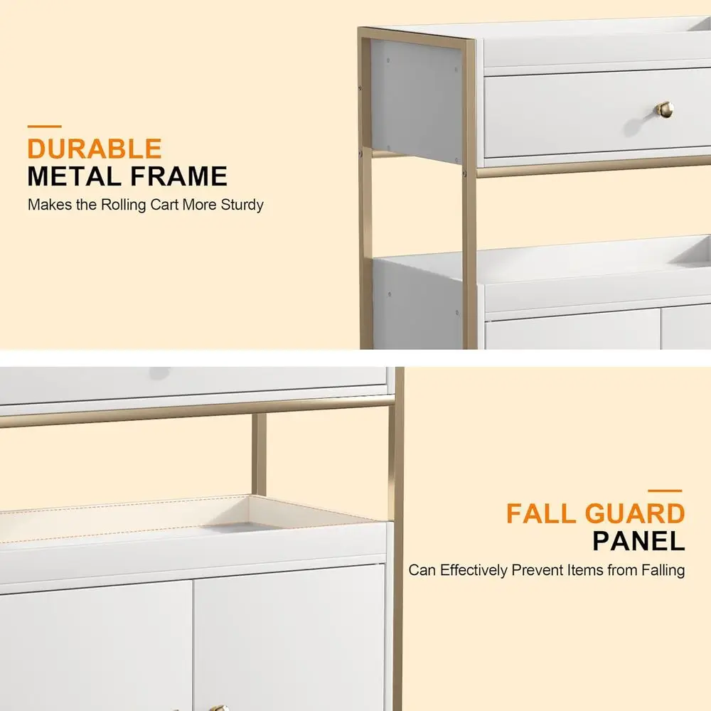 รถเข็นเสริมสวยเคลื่อนที่พร้อมล้อล็อคได้: ลิ้นชักเก็บของสำหรับอุปกรณ์ทำผม, แต่งหน้า, สปา, นวด, ต่อขนตา, สัก, อุปกรณ์ทำเล็บเท้า