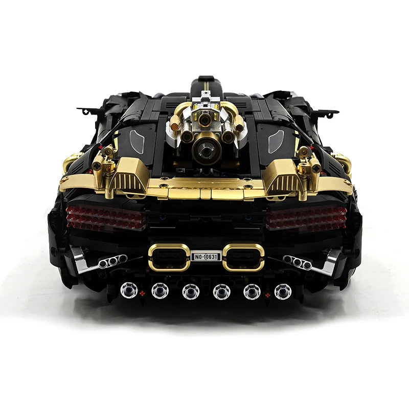 IN MAGAZZINO GULY10631 1:8 Nero e Oro Auto Sportiva Hypercar Modello Building Blocks Mattoni Puzzle Assemblaggio Giocattolo Per Bambini Compleanno Gif
