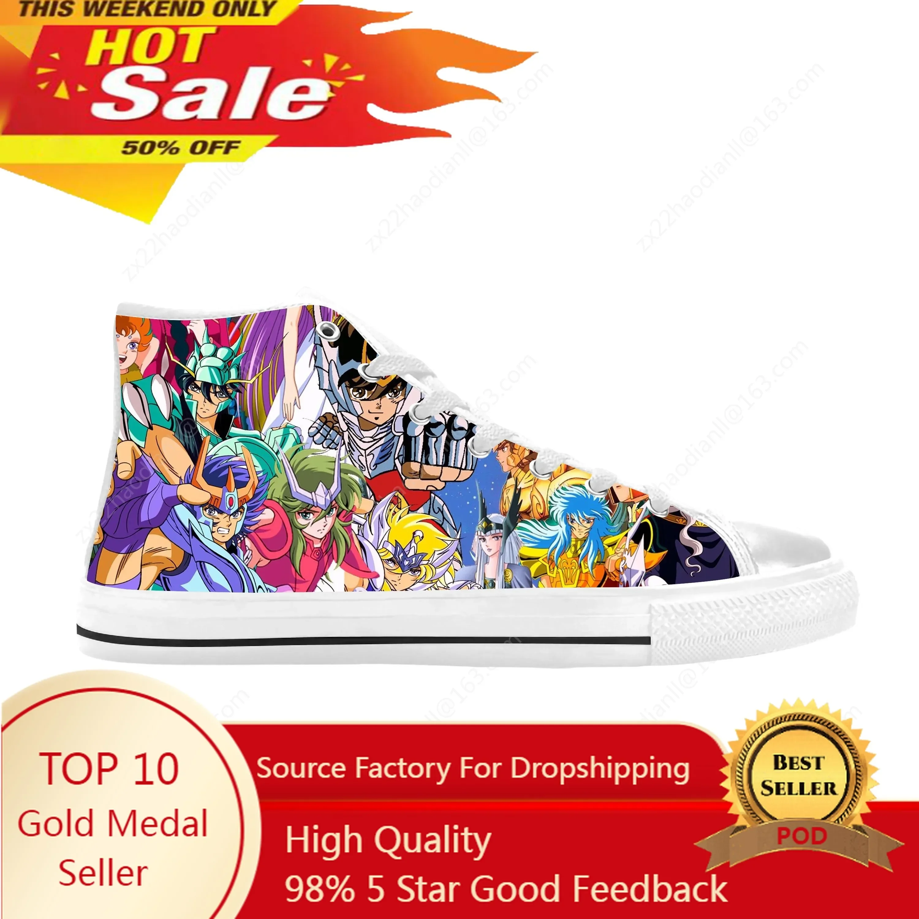 Seiya Japanese Anime Cartoon Manga Comic Saint Casual Cloth Shoes High Top Comfortable Breathable 3D Print Men Women Sneakers