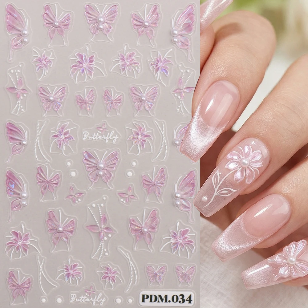 1PC FreshStyle Spring Summer 5D Butterfly Nail Stickers with