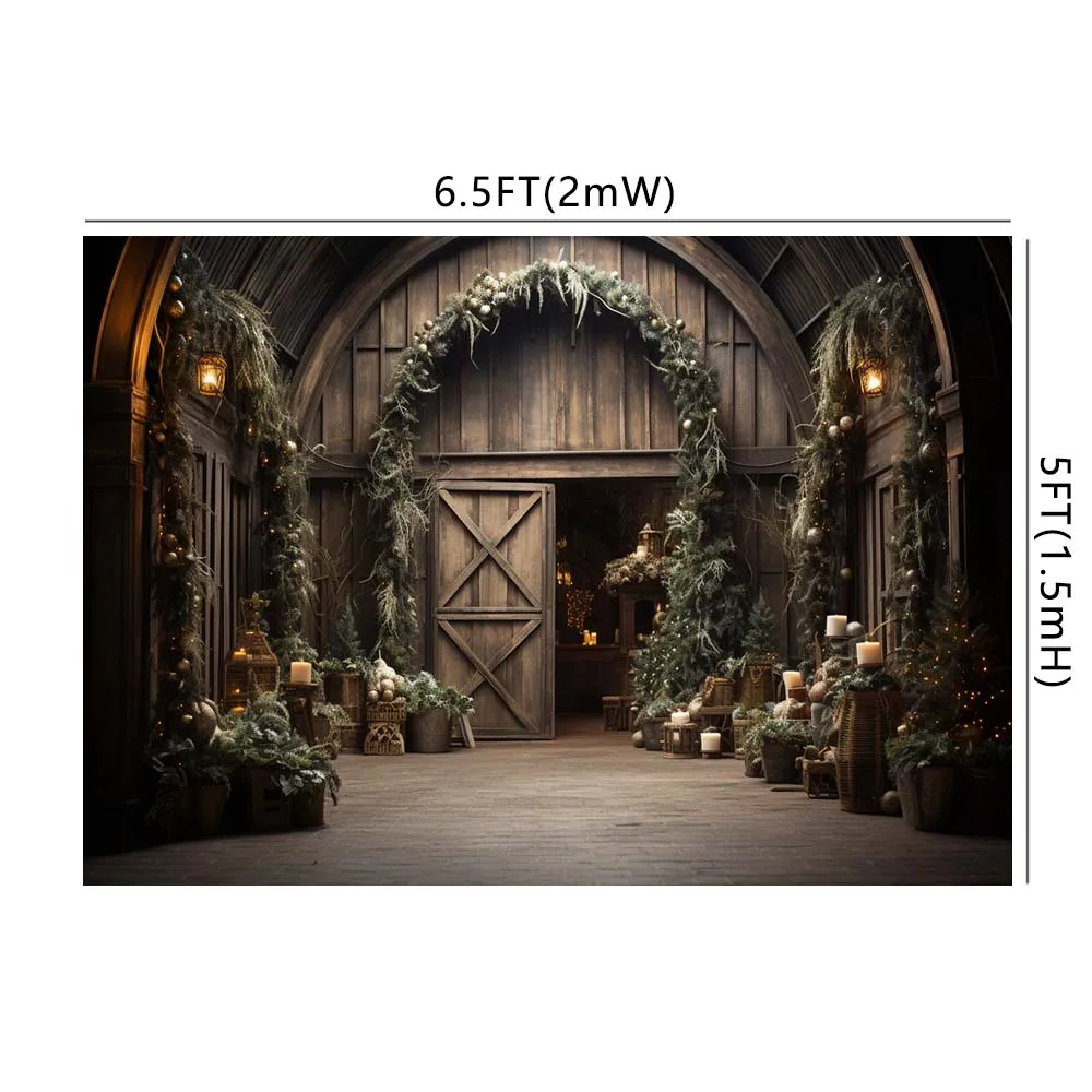 Barn Wood with Christmas Wreath Photography Background  Decoration Anniversary Newborn 