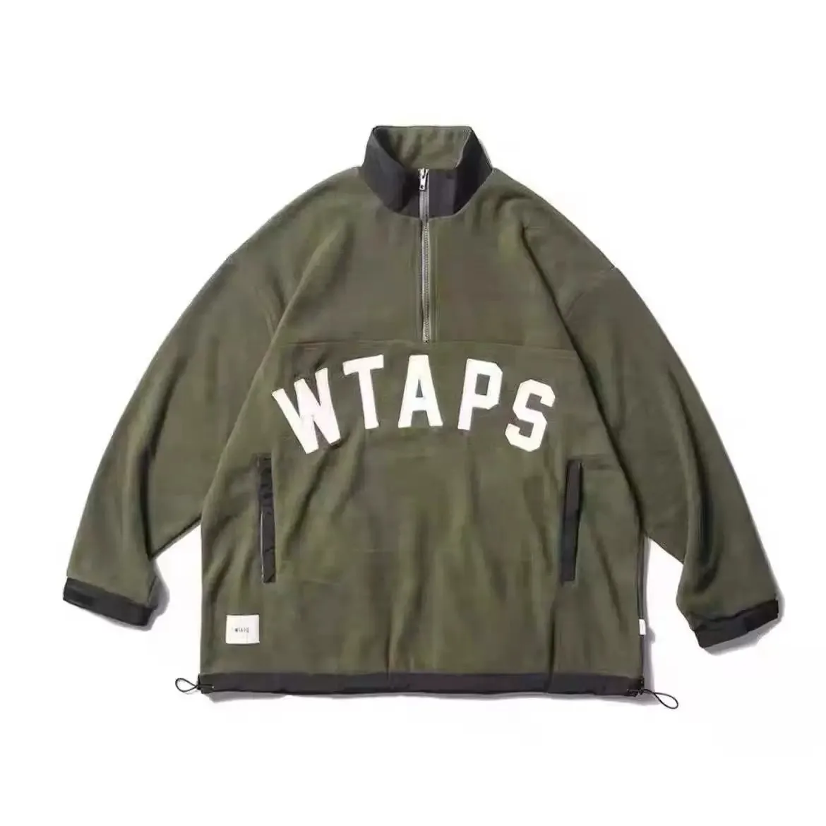 WTAPS PLAYER 02 JACKET POLY Men Half Zip Fleece Pullover Stand Collar Loose Fit Autumn Winter Casual Jacket