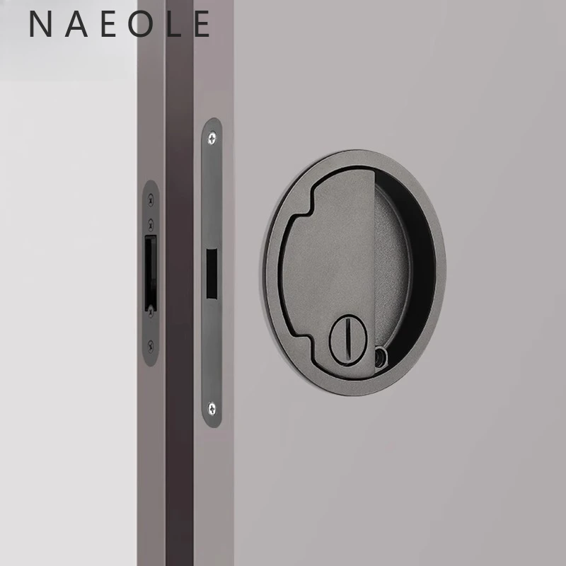 

Minimalist embedded round handleless indoor door lock invisible bedroom room wooden door lock single tongue lock