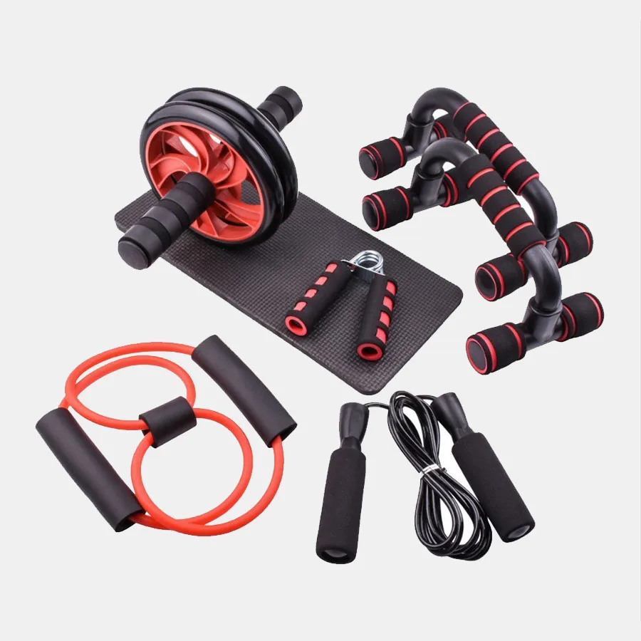 1 set Fitness seven-piece set home fitness Skipping rope push-up mat Abdominal wheel indoor and outdoor sports exercise