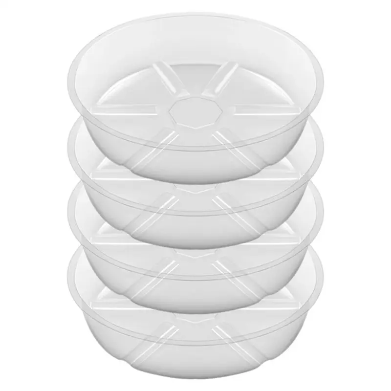B14C 4Pack Clear Plant Saucer 10Inch Plastic Plant Saucers Thicker Plant Tray Flower Pot For Indoor Outdoor Garden