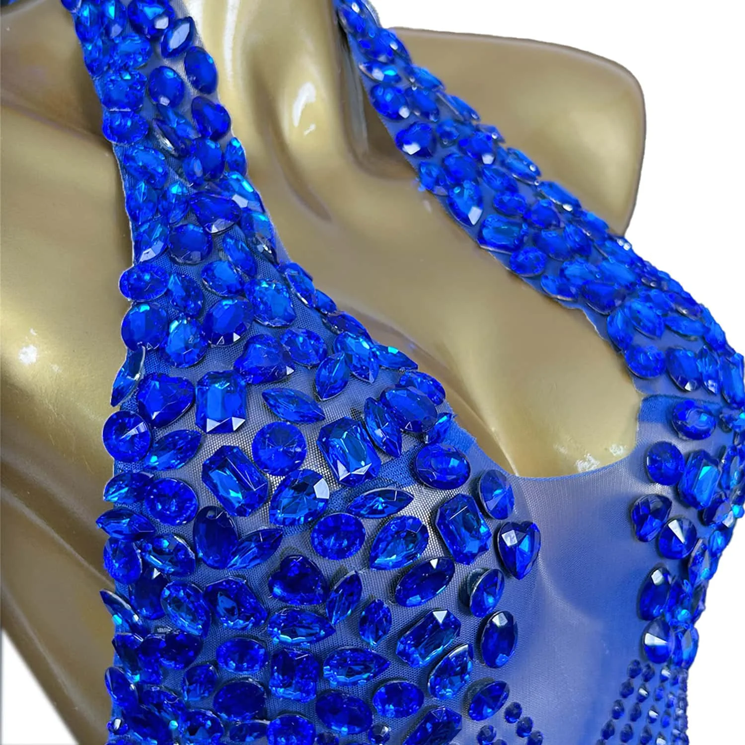 Meilan-vestido de noche Sexy transparente con cristales azules brillantes para niñas, vestidos cortos negros para fiesta de cumpleaños, 2024