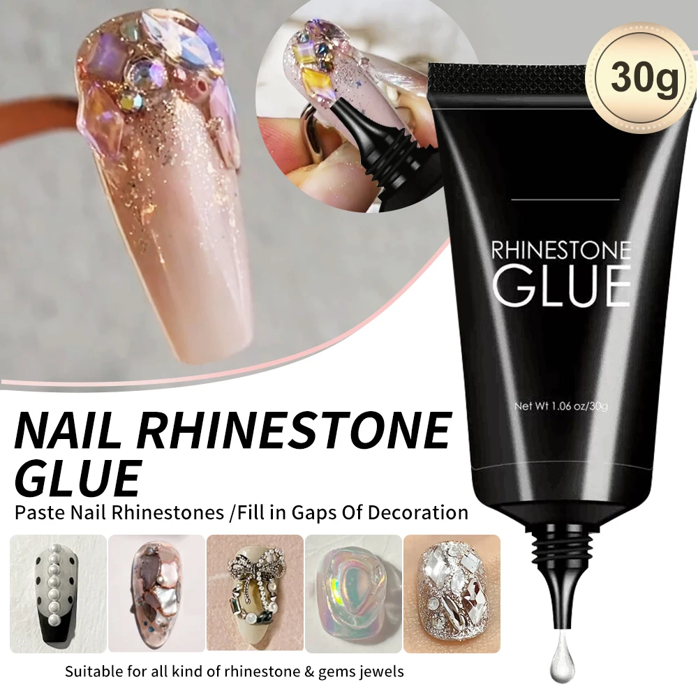 30g Nail Rhinestone Glue Super Strong Adhesive Gel For Nail Gem Bow Jewels Crystals Beads Diamond Pearls 3D Nail Art Accessories