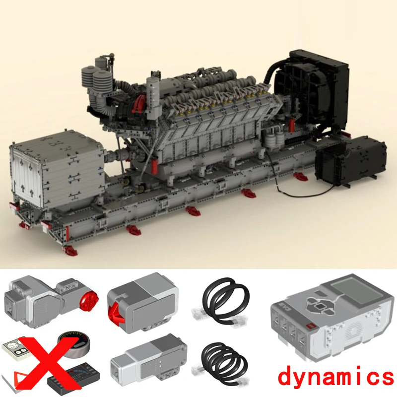 V16 Dieselmotor Klassieke Creatieve Bouwstenen High-tech MOC-73232 en MOC-71783 Model voor Volwassenen Speelgoed Perfect Kerstcadeau - afbeelding 1