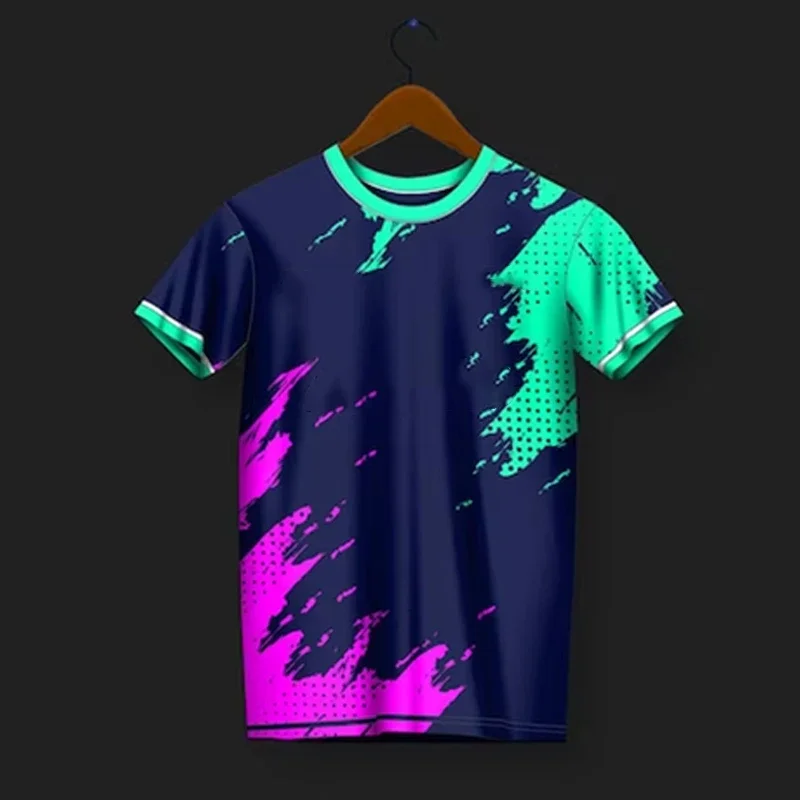 Men Polyester Crew Neck Short Sleeve T Shirt 3D Print Navy Fluorescent Green Pink Splash Dot Sport Graphic Tee