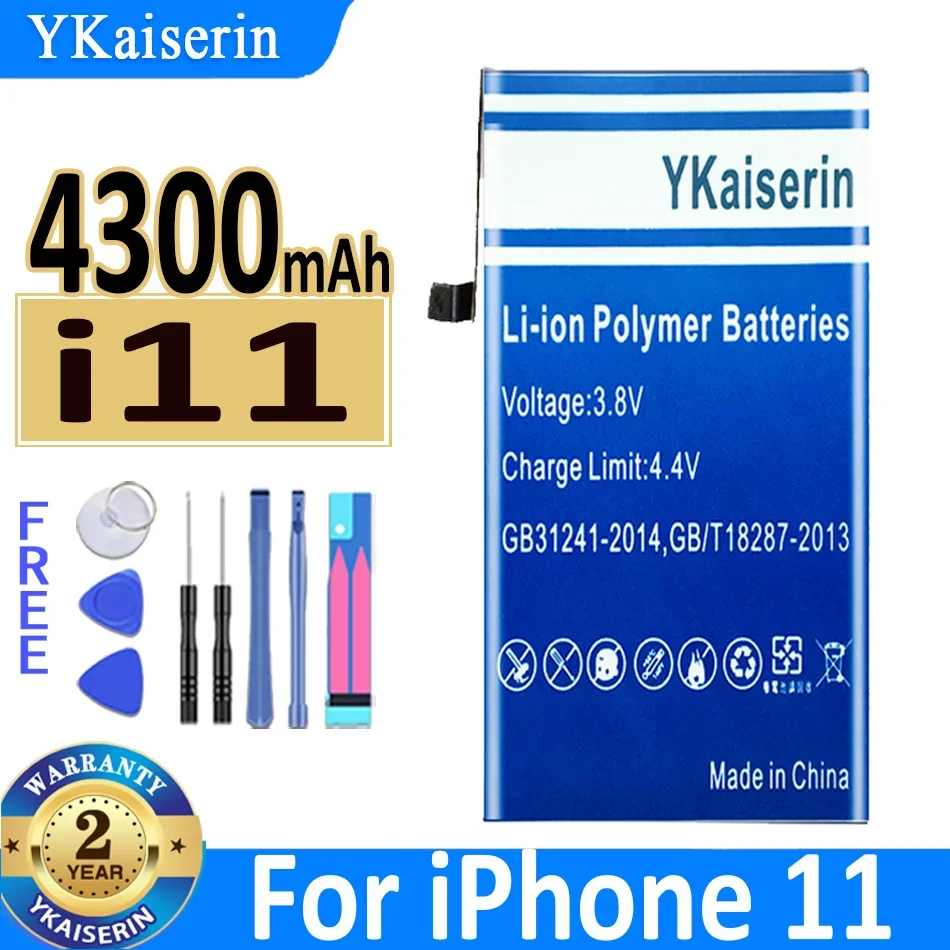 YKaiserin Battery For iPhone 11 pro 11pro max 11promax 8+ 7+ 6S 6S+ 6+ 5S 5C X XR XS Max Batterij + Free Tools