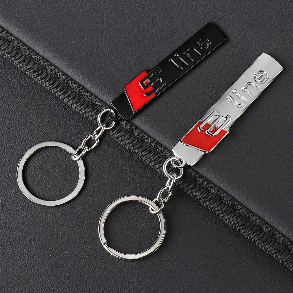 Car S Line Badge 3D Metal Key Rings Keyring Keychain For Audi SLINE A3 A4 B8 8P 8V B6 A5 A6 C7 Q5 B9 B7 C6 A1 Q7 Q3 Tt A7 8L RS