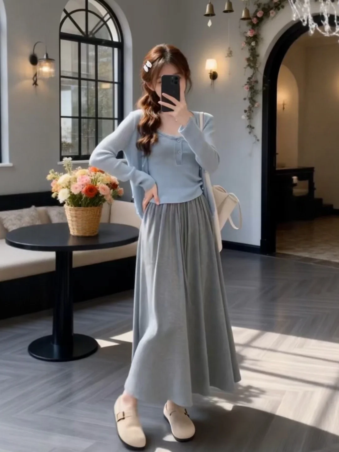 

Spring 2026 Women's Soft Sle Knitted Cardigan Tank Top f Skirt Tee-Piece Set Warm Casual Faionable Office Suitable