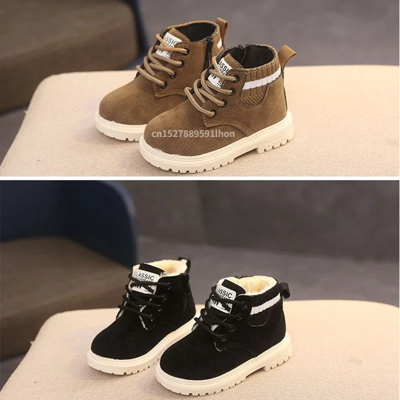 Children Casual Shoes Autumn Winter Boots Boys Shoes Fashion Leather Soft Antislip Girls Boots 21-30 Sport Running Shoes