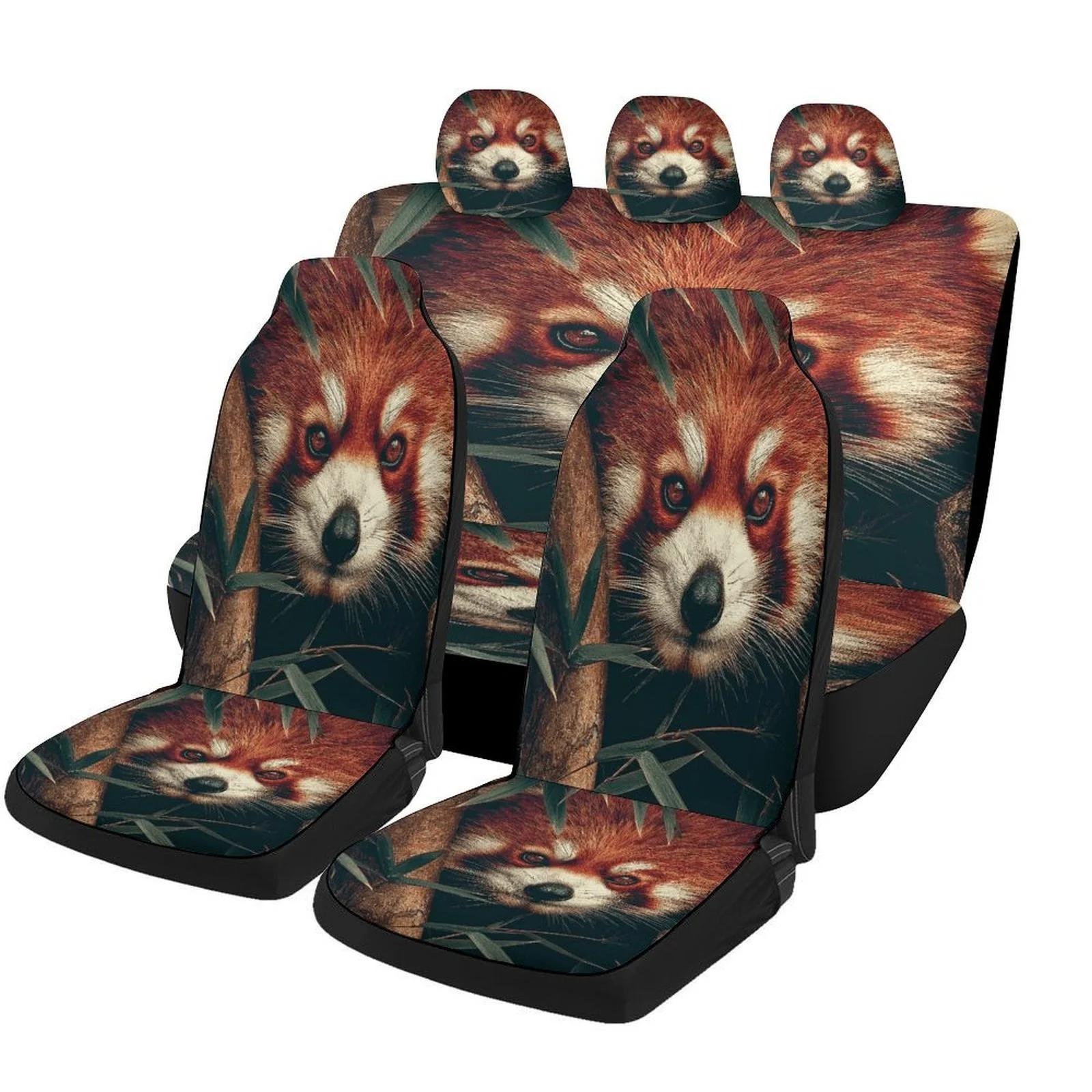 

Red Panda Peeking Designed Car Seat Cover Set For Most Cars, Trendy Novelty High-quality Car Seat Protector Covers Full Set, Uni