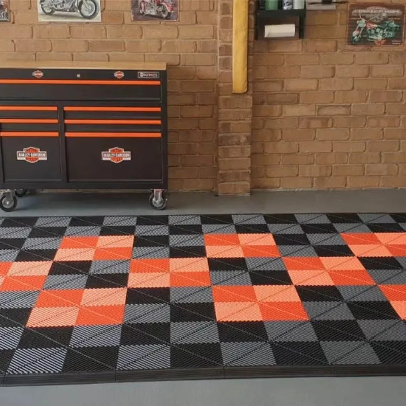 

Car Garage Floor Tiles Plastic Automotive Vehicle Repair Workshop Floor Mats High Strength Garage Slabs