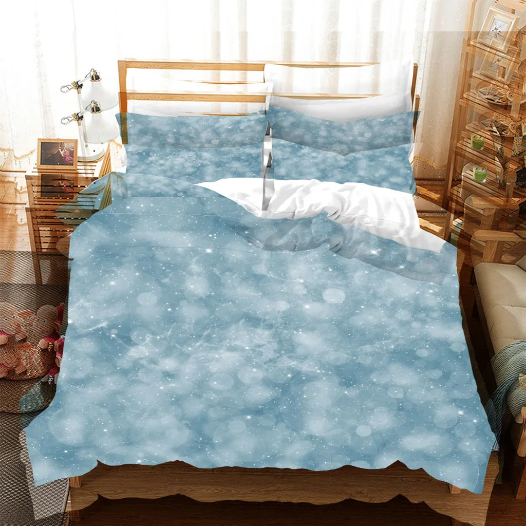 HUANZHUANG Pattern 3 Piece Bedding Set Blue Universe Starry Sky Duvet Cover Pillow Case Full Size King Fit Single Bed Double Be