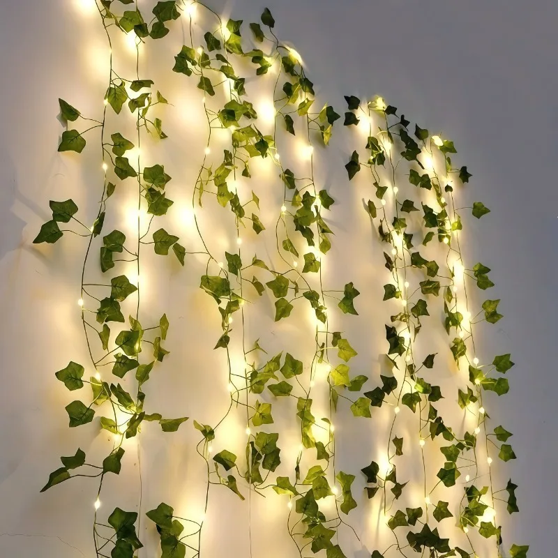 Guirlande de feuilles vertes LED 20/50/100 guirlande de feuilles vertes LED avec guirlandes lumineuses alimentées par batterie adaptée à la décoration de vacances