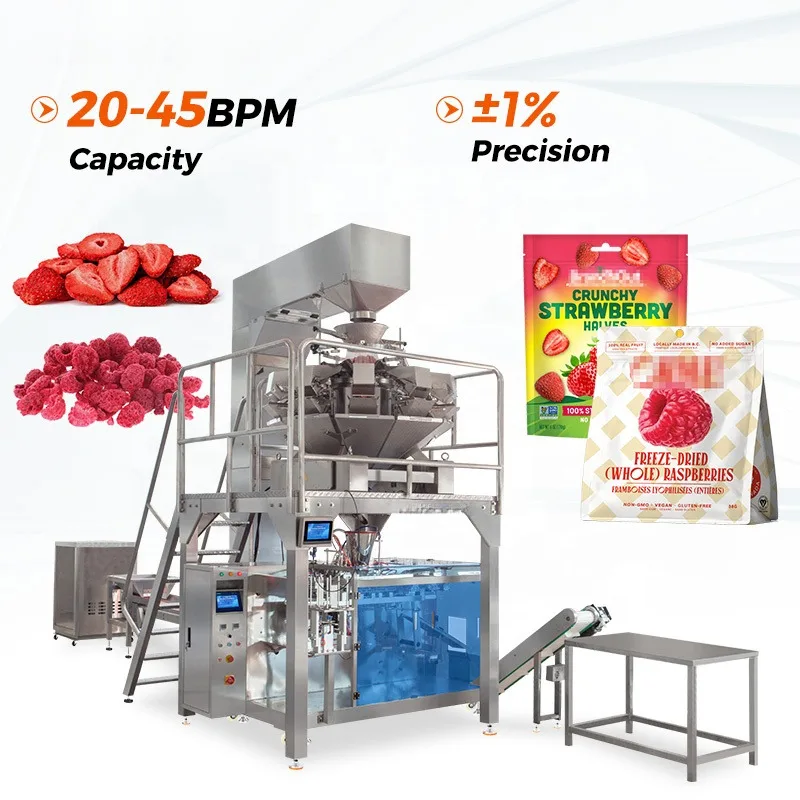 Anti-Breakage Cotton Candy Kernel Dried Fruit Bagging And Stand-Up Pouch Packaging Machine