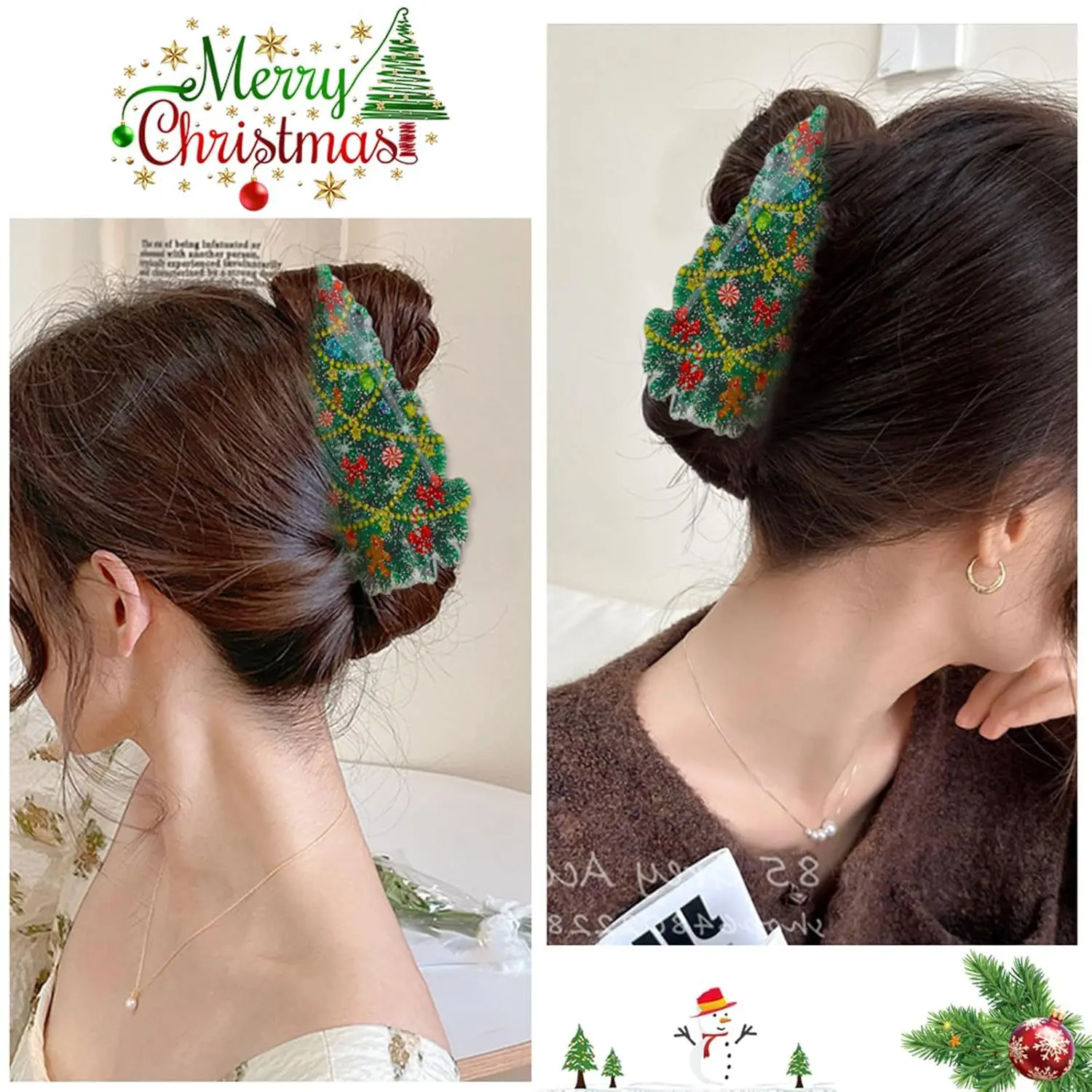 

NEW Cartoon Christmas Tree Acrylic Hair Claw Christmas Series Claw Clips Winter Hair Clips INS Hair Accessories for Women Girls
