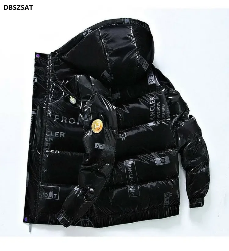 Men's New fashion brand winter white duck down jacket Korean version of the trend of thickening short shiny jacket casual youth