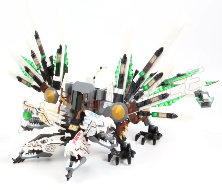 911pcs Shinobi 4-headed Ultra Epic Dragon Battle Snake Prison Devourer 9789 Building Block Toys Compatible With Model