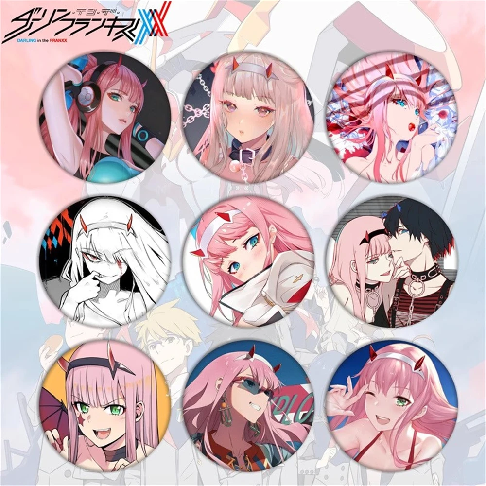 58 мм аниме «DARLING in the FRANXX HIRO ZERO TWO ICHIGO GORO MIKU», значок для косплея, булавка, брошь из жести SPTE ﻿   Опора Рождественский подарок