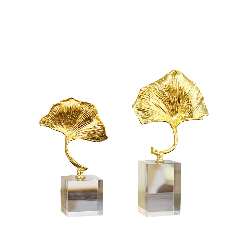 New Chinese crystal copper ginkgo ornament creative home home living room decoration porch decoration handicraft decoration