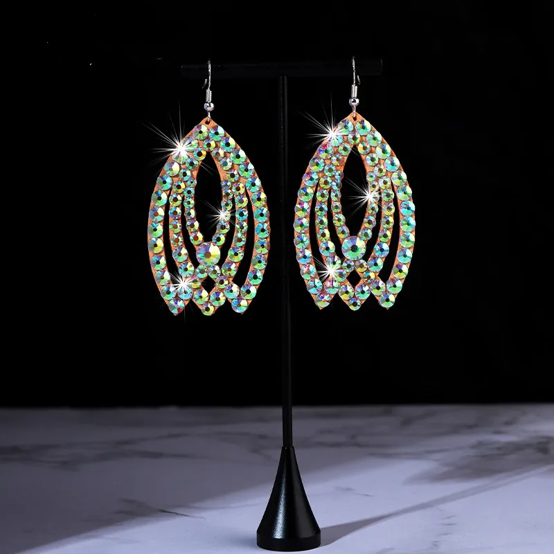 Brinco de dança do ventre feminino, acessórios de joias gitanas, fantasia de dançarina, brilho, strass, lados duplos, 2 pares/pacote, novo