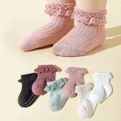 6 Pairs a Lot MILANCEL New Autumn Baby Floor Socks Toddler Cute Lace In Tube Socks Infant Girls 6 Colors Walking Socks