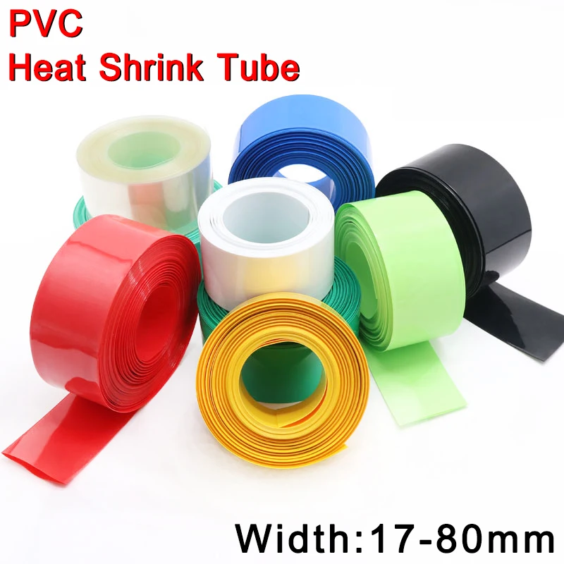 18650 Lipo Battery PVC Heat Shrink Tube Pack Width 17mm ~ 80mm Insulated Film Wrap lithium Case Cable Sleeve Blue