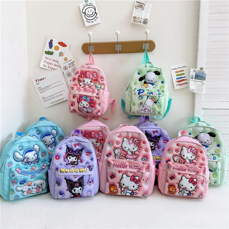 

New Sanrio Children's Backpack Fashionable High Quality Girls Multi Functional Backpack Cartoon Large Capacity Student Backpack