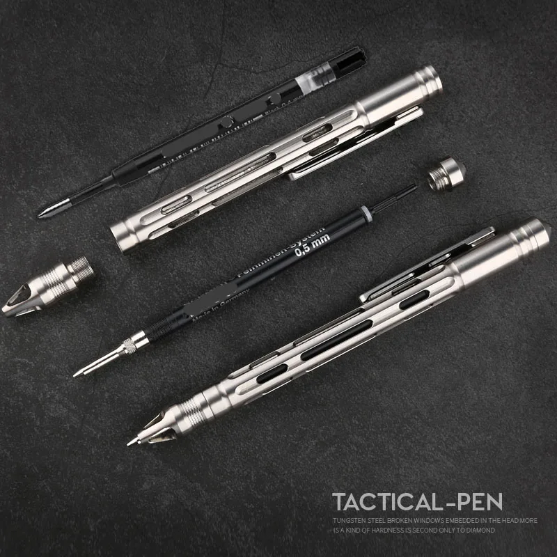 EDC Titanium Alloy Automatic Tactical Two Usage Pen Pencil Outdoor Camping Multi-functional Gear EDC Pocket Tools