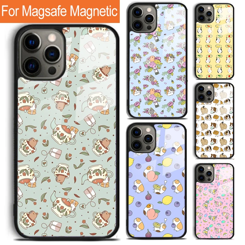 Pattern Guinea Pig Cute Phone Case For iPhone 16 15 14 13 12 11 Pro Max Plus Magsafe Magnetic Wireless Charging Cover