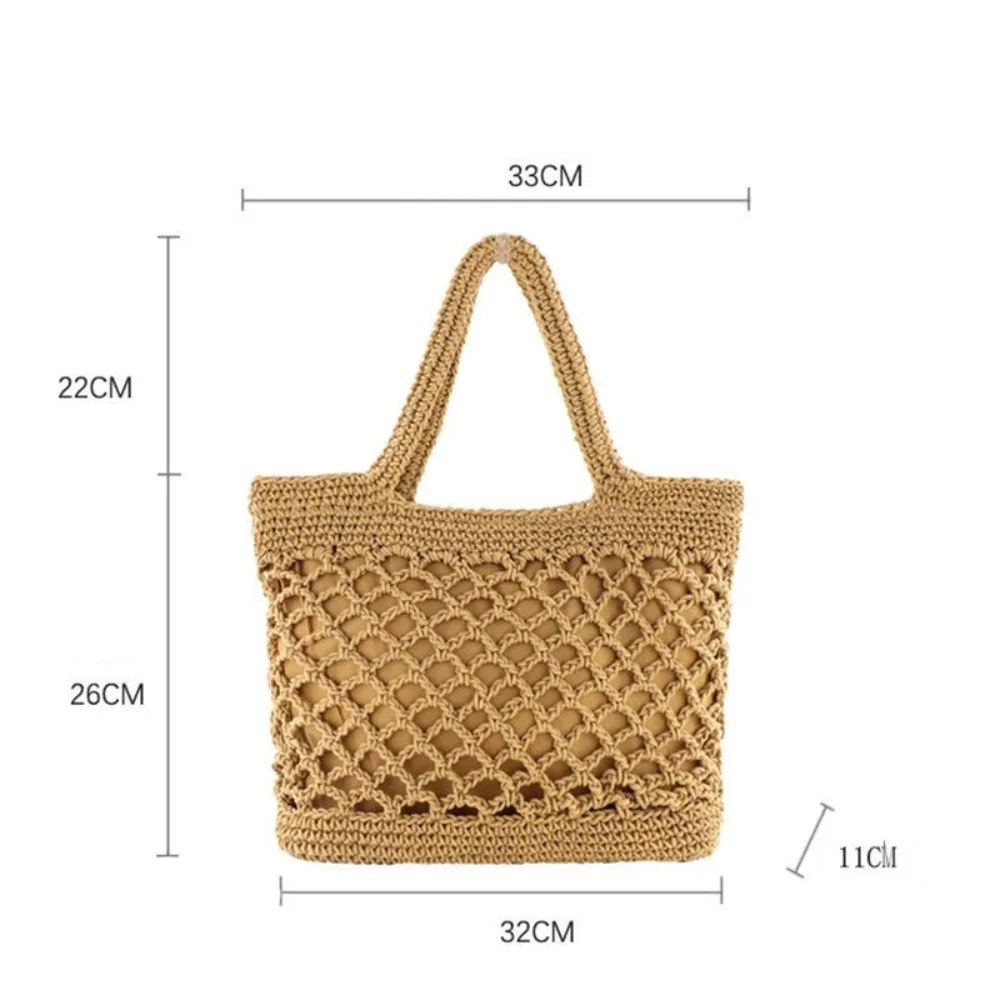 Vintage Bohemian Beach Bag for Women Summer Large Capacity Hollow Handbags Rattan Handmade Kintted Travel Shpping Totes